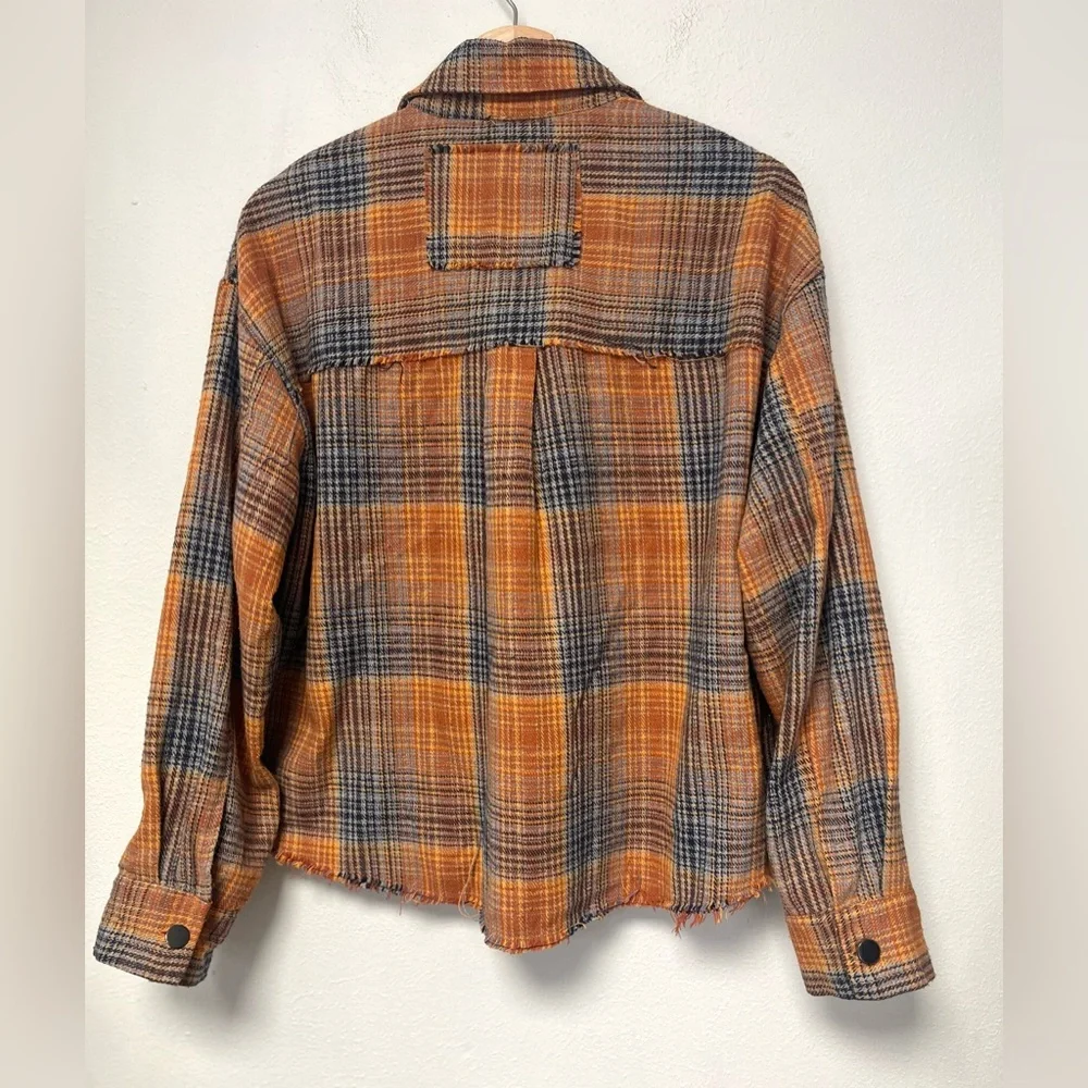 Plaid Orange and Blue Women's Shirt - Picture 4 of 8